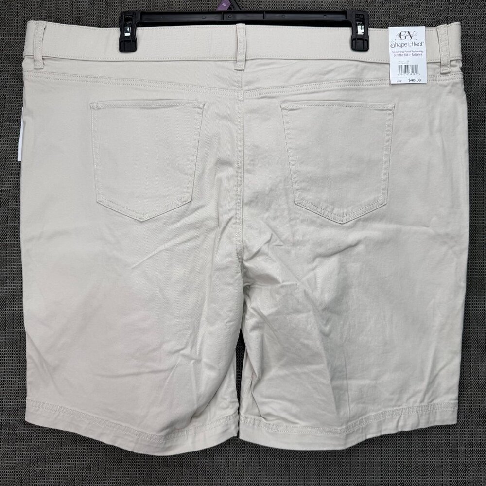 Gloria Vanderbilt Shape Effect High-Rise Bermuda Shorts 24W Beige Cotton Blend W - Picture 2 of 12